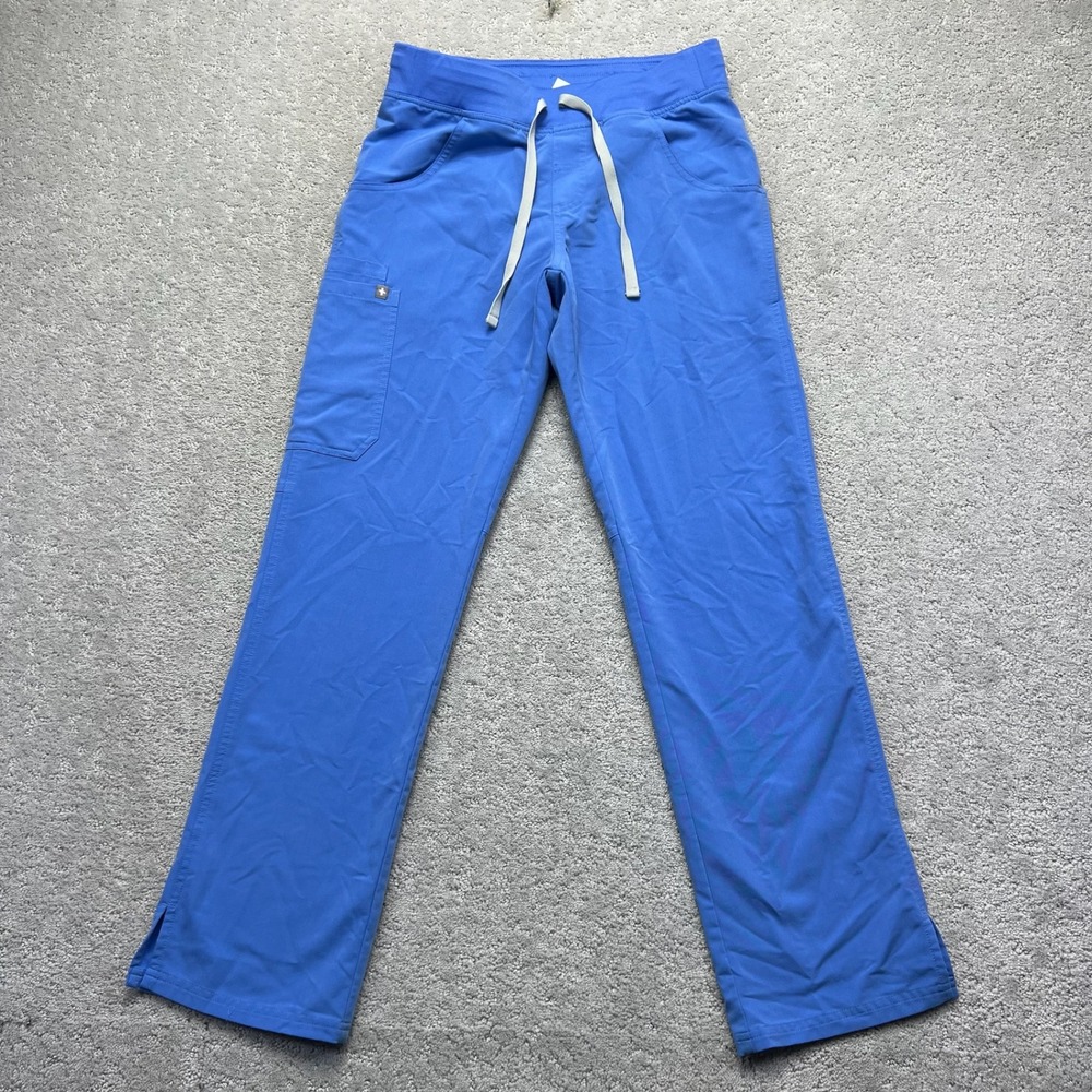 FIGS Technical Collection Scrub Pants Womens Small Blue Drawstring Cargo Pocket